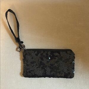 Black Sparkly Sequin Wristlet with Zipper
